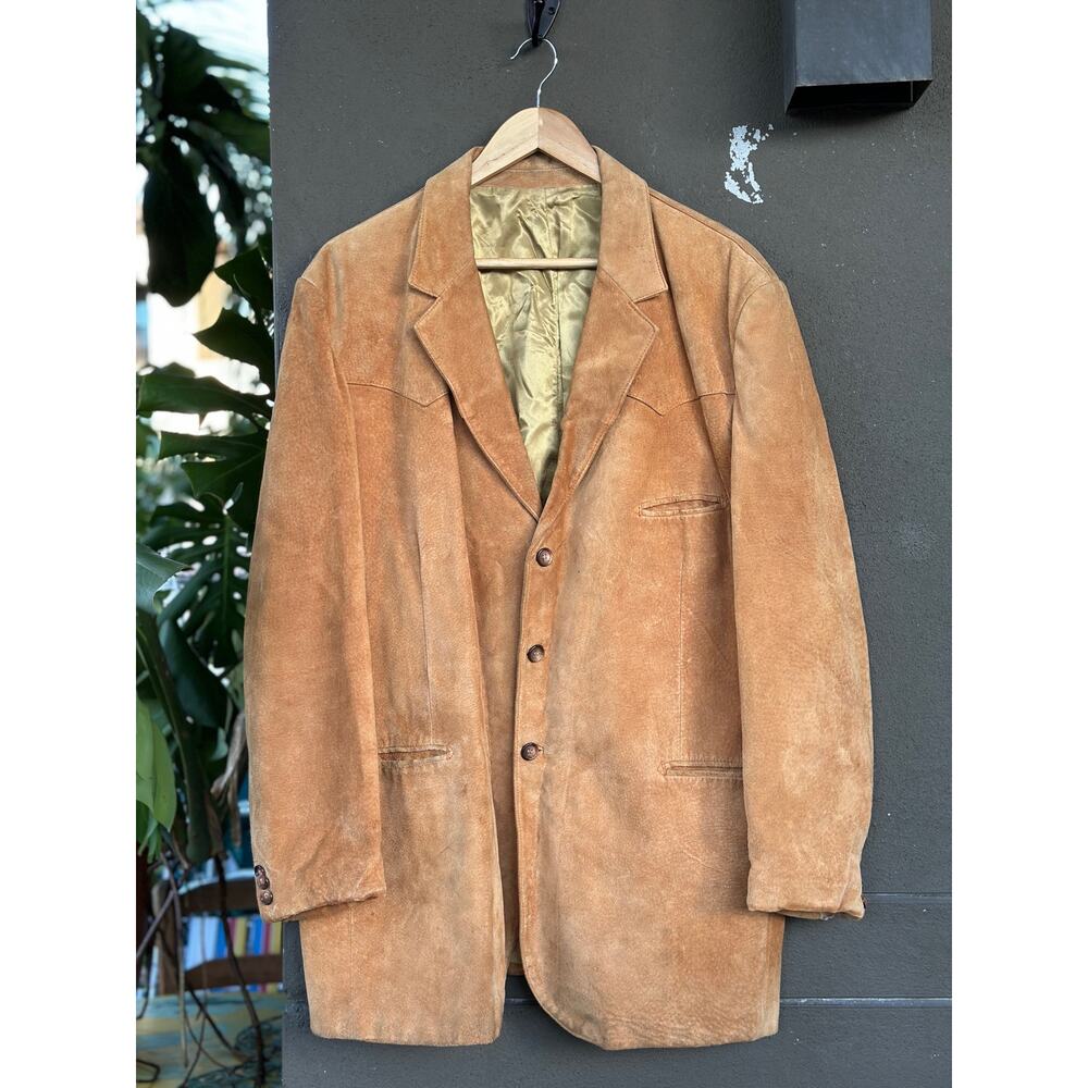 Vintage 70’s Lakeland Men’s 50 Tan Brown Genuine Suede Leather Jacket Hong Kong - Picture 1 of 7